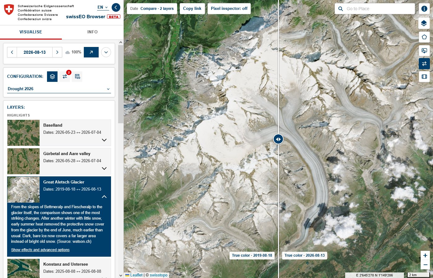 Highlight cards and the opened Aletsch highlight